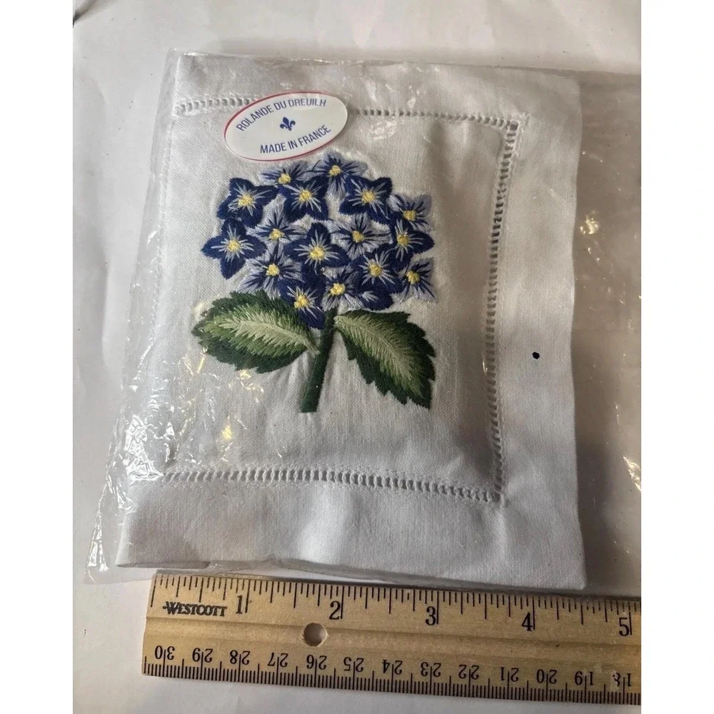 Embroidered Lavender Sachet Mini Pillow Blue Hydrangea World Traveler Collection